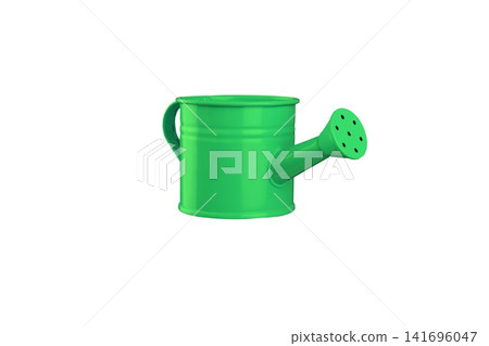 Bright green watering can angled right and isolated on plain background Bright green watering can angled right and isolated on plain background 141696047
