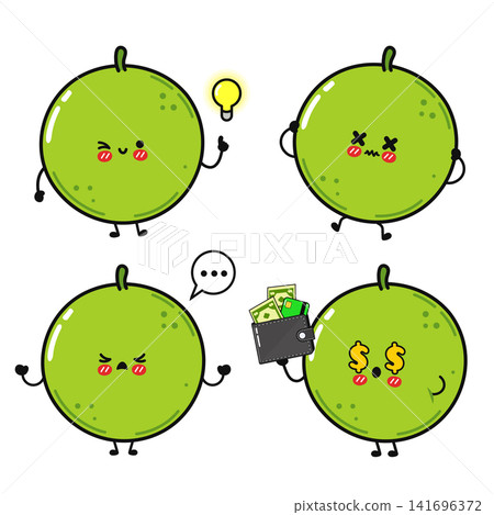 Cute pea character set with ideas anger and money Cute pea character set with ideas anger and money 141696372