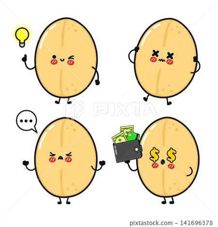 Cute oat grain character set with ideas anger and money Cute oat grain character set with ideas anger and money 141696378