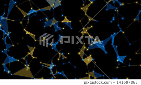 Blue and yellow geometric network pattern 141697865