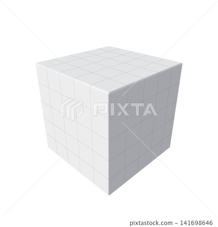 A cube with a grid pattern on a white background. 141698646