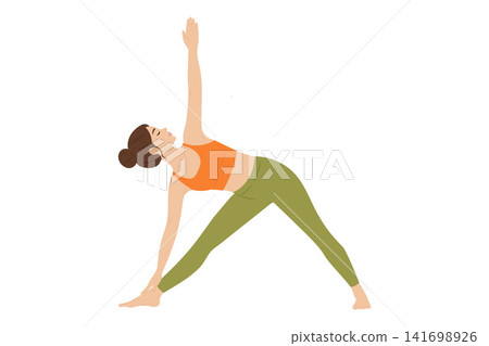 Young woman performing Triangle Pose Trikonasana Young woman performing Triangle Pose Trikonasana 141698926
