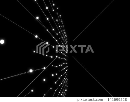 A series of white dots of light against a black background. A series of white dots of light against a black background. 141699228