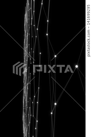 A network of vertically elongated glowing dots 141699295