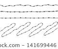 Rusty barbed wire, twisted barbwire, security fence pattern 141699446
