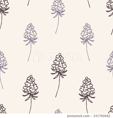Calm tender floral vector seamless pattern in pastel colors. Hand drawn dark contour bouquets of flowers on a light pink background. For printing on fabric, textile products. Calm tender floral vector seamless pattern in pastel colors. Hand drawn dark contour bouquets of flowers on a light pink background. For printing on fabric, textile products. 141700082