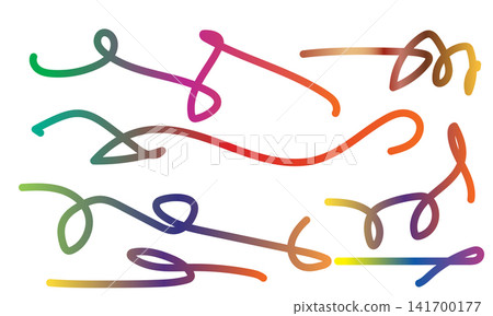 Assorted colorful gradient abstract lines and shapes on white background. Assorted colorful gradient abstract lines and shapes on white background. 141700177