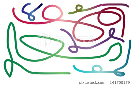 Bright colored lines forming abstract patterns on a white background. 141700179