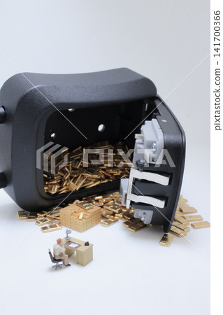 Gold bullion in safe with desk Gold bullion in safe with desk 141700366