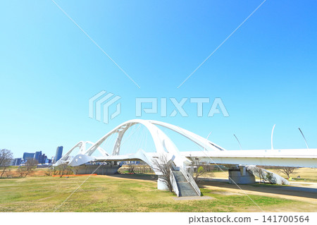 橫跨愛知縣豐田市矢作川的豐田大橋 橫跨愛知縣豐田市矢作川的豐田大橋 141700564