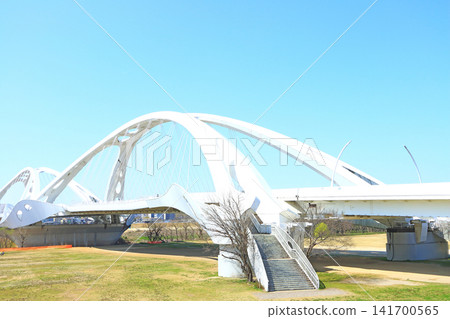 橫跨愛知縣豐田市矢作川的豐田大橋 橫跨愛知縣豐田市矢作川的豐田大橋 141700565