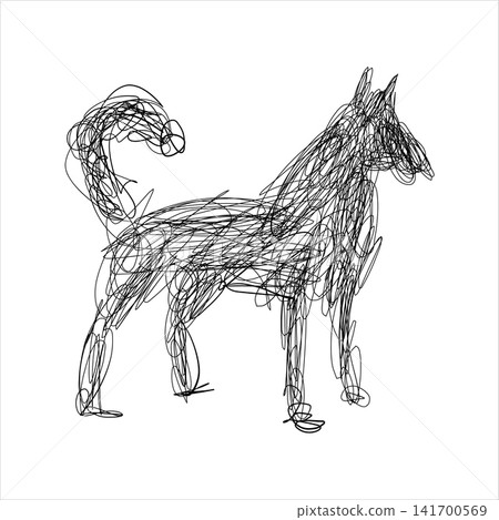 Abstract Scribble Dogs Vector Set, Standing Doberman and Sitting Shepherd Line Art Sketch Abstract Scribble Dogs Vector Set, Standing Doberman and Sitting Shepherd Line Art Sketch 141700569