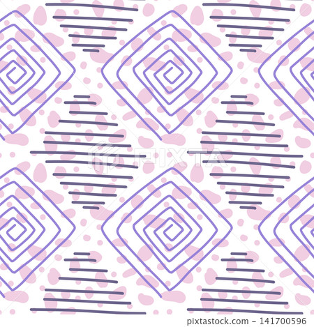 Spots, lines, dots. A seamless vector pattern of minimalist, trendy, hand-drawn abstract elements Spots, lines, dots. A seamless vector pattern of minimalist, trendy, hand-drawn abstract elements 141700596