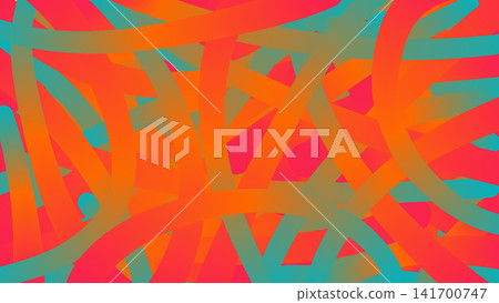 Abstract colorful background with intertwined ribbons, curved bands, layered strokes, vivid gradients, and overlapping orange, red, pink, turquoise, teal, green, and bronze shapes Abstract colorful background with intertwined ribbons, curved bands, layered strokes, vivid gradients, and overlapping orange, red, pink, turquoise, teal, green, and bronze shapes 141700747