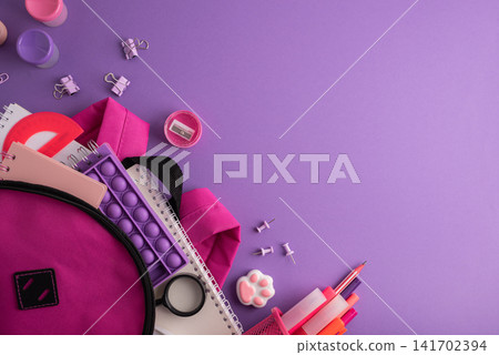 Pink Backpack Filled With School Supplies Including Notebooks Pens Pop It And Sharpener Pink Backpack Filled With School Supplies Including Notebooks Pens Pop It And Sharpener 141702394