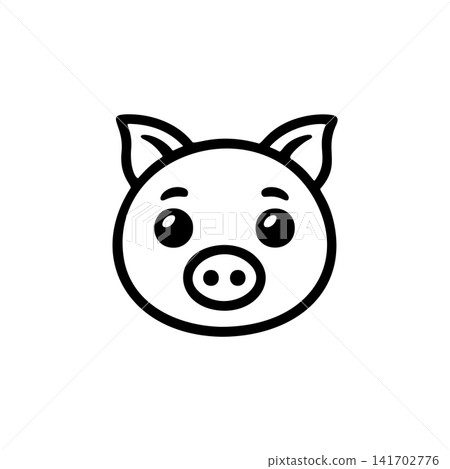 Cute pig head vector in simple outline style. Minimalist cartoon animal icon perfect for children's projects, farm themes, agricultural branding, or mobile application design. Cute pig head vector in simple outline style. Minimalist cartoon animal icon perfect for children's projects, farm themes, agricultural branding, or mobile application design. 141702776