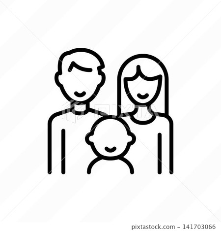Custody thin line icon: happy family with baby. Modern vector illustration of child adoption. Custody thin line icon: happy family with baby. Modern vector illustration of child adoption. 141703066