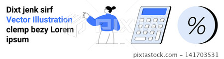 Business, finance planning, tax calculation, investment analysis, education, budgeting. A person pointing at a calculator with a percentage symbol. Business and finance planning concept Business, finance planning, tax calculation, investment analysis, education, budgeting. A person pointing at a calculator with a percentage symbol. Business and finance planning concept 141703531