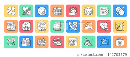 Medical outline icon set. Vector illustration. 141703579