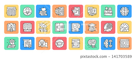 Education outline icon set. Vector illustration. Education outline icon set. Vector illustration. 141703589
