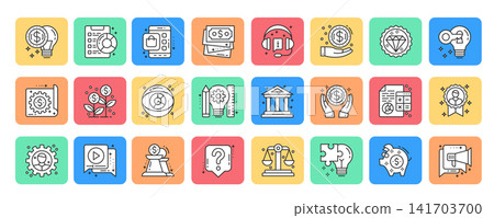 Business and finance outline icon set. Vector illustration. 141703700