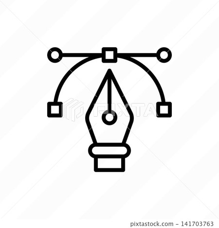 Vector drawing thin line icon for graphic design and digital illustration. Pen drawing vector path between anchor points. Vector illustration. Vector drawing thin line icon for graphic design and digital illustration. Pen drawing vector path between anchor points. Vector illustration. 141703763