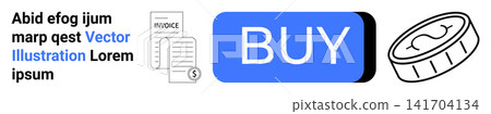 E-commerce, online payments, shopping, invoicing, digital transactions, retail services. an invoice, buy button and coin outline. E-commerce and online payments E-commerce, online payments, shopping, invoicing, digital transactions, retail services. an invoice, buy button and coin outline. E-commerce and online payments 141704134
