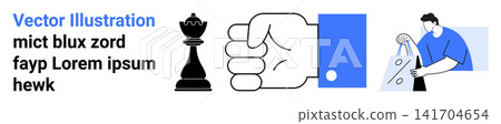 Decision-making, competition, teamwork, online shopping, power dynamics, digital commerce. Chess piece, fist person with shopping bags. Decision-making and competition concepts Decision-making, competition, teamwork, online shopping, power dynamics, digital commerce. Chess piece, fist person with shopping bags. Decision-making and competition concepts 141704654