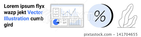 Financial analysis, performance tracking, data management, statistics, business growth, reporting. Chart with graphs, percentage symbol abstract design. Financial analysis and performance tracking Financial analysis, performance tracking, data management, statistics, business growth, reporting. Chart with graphs, percentage symbol abstract design. Financial analysis and performance tracking 141704655