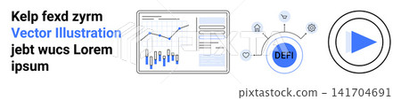 Financial analysis, blockchain technology, data presentation, digital economy, fintech insights, network growth. Includes charts, DEFI node network and a play button. Blockchain technology Financial analysis, blockchain technology, data presentation, digital economy, fintech insights, network growth. Includes charts, DEFI node network and a play button. Blockchain technology 141704691