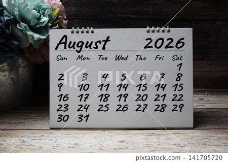August 2026 annual monthly desk calendar for planning and management August 2026 annual monthly desk calendar for planning and management 141705720