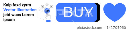 Online shopping, user interface design, digital marketing, customer satisfaction, HR management, technology. Blue buy button, HR pointer icon heart symbol. Online shopping and user interface design Online shopping, user interface design, digital marketing, customer satisfaction, HR management, technology. Blue buy button, HR pointer icon heart symbol. Online shopping and user interface design 141705960