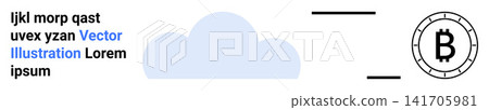 Cryptocurrency, cloud computing, blockchain, digital transactions, data security, financial systems. Image of a cloud shape and a Bitcoin symbol. Cloud computing and cryptocurrency concept Cryptocurrency, cloud computing, blockchain, digital transactions, data security, financial systems. Image of a cloud shape and a Bitcoin symbol. Cloud computing and cryptocurrency concept 141705981