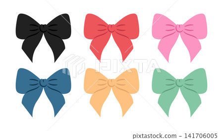 Decorative bow ribbons in different colors. Gift bow. Vector illustration Decorative bow ribbons in different colors. Gift bow. Vector illustration 141706005