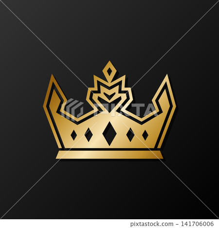 Golden geometric crown icon symbol. Decorative luxury golden emblem. Vector illustration Golden geometric crown icon symbol. Decorative luxury golden emblem. Vector illustration 141706006