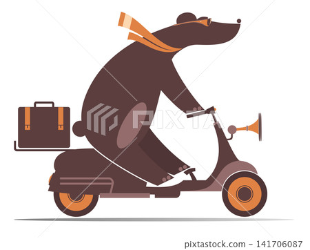 Cute bear rides on the scooter Cute bear rides on the scooter 141706087
