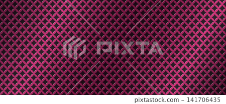 Red perforated metal plate with diamond pattern texture. Steel mesh background featuring realistic holes and metallic surface for industrial design projects. Red perforated metal plate with diamond pattern texture. Steel mesh background featuring realistic holes and metallic surface for industrial design projects. 141706435