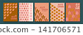 Set of autumn geometric flyers. Seasonal template modern design for autumn festival.Fall themed covers with autumn patterns.Design for print, flyers, social media, web, sales, ads.Vector illustration. 141706571