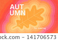 Textured oak leaf, seasonal themed concept. Autumn is coming. Oak leaf and the multicolored silhouette of that leaf. Vector illustration. Textured oak leaf, seasonal themed concept. Autumn is coming. Oak leaf and the multicolored silhouette of that leaf. Vector illustration. 141706573
