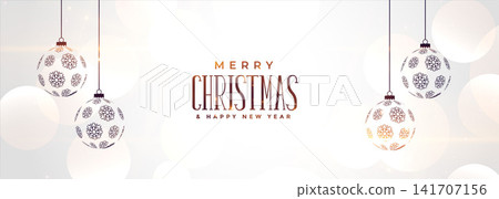 white christmas banner with hanging balls design white christmas banner with hanging balls design 141707156