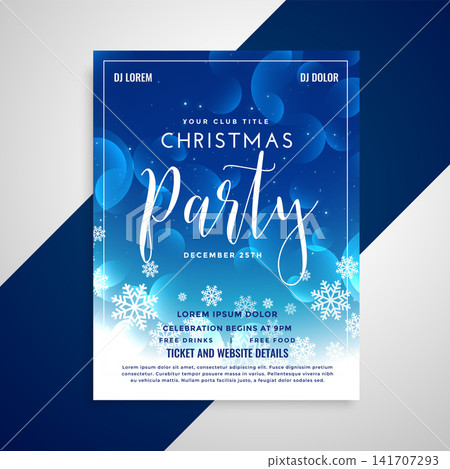lovely blue shiny christmas flyer design with snowflakes lovely blue shiny christmas flyer design with snowflakes 141707293