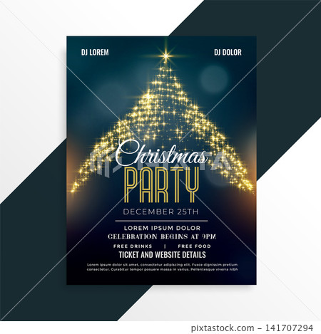 luxury christmas sparkle tree flyer design template 141707294