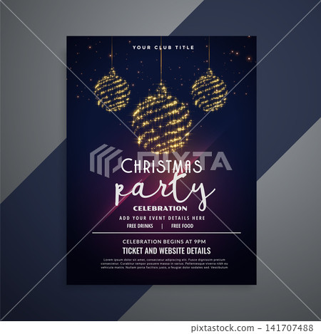 dark christmas flyer with glittering xmas balls dark christmas flyer with glittering xmas balls 141707488