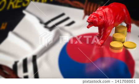 Red Bear Market Threatens South Korean Economic Growth 3d render. Red Bear Market Threatens South Korean Economic Growth 3d render. 141708001