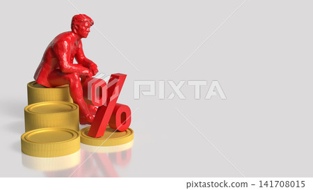 Businessman Planning Investment With Interest Rate Concept 3d render. Businessman Planning Investment With Interest Rate Concept 3d render. 141708015