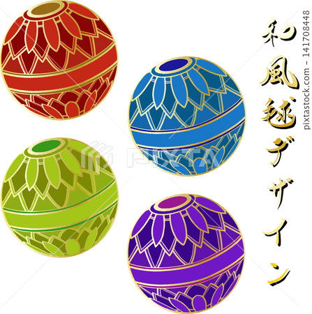 Gold line Japanese ball design Gold line Japanese ball design 141708448