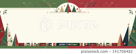 Merry Christmas banner template with abstract element geometric forms modern retro style have blank space. Merry Christmas banner template with abstract element geometric forms modern retro style have blank space. 141708482