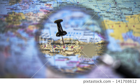 Map view of Ankara with pin and magnifying glass Map view of Ankara with pin and magnifying glass 141708612