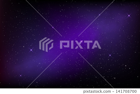 Galaxy space background with glowing nebula and sparkling stars. Deep starry universe wallpaper for astronomy, sci-fi, fantasy or technology. Color cosmos texture. Vector Illustration Galaxy space background with glowing nebula and sparkling stars. Deep starry universe wallpaper for astronomy, sci-fi, fantasy or technology. Color cosmos texture. Vector Illustration 141708700