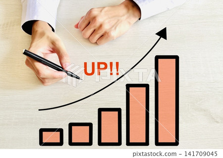 Increasing graph and businessman's hand Increasing graph and businessman's hand 141709045
